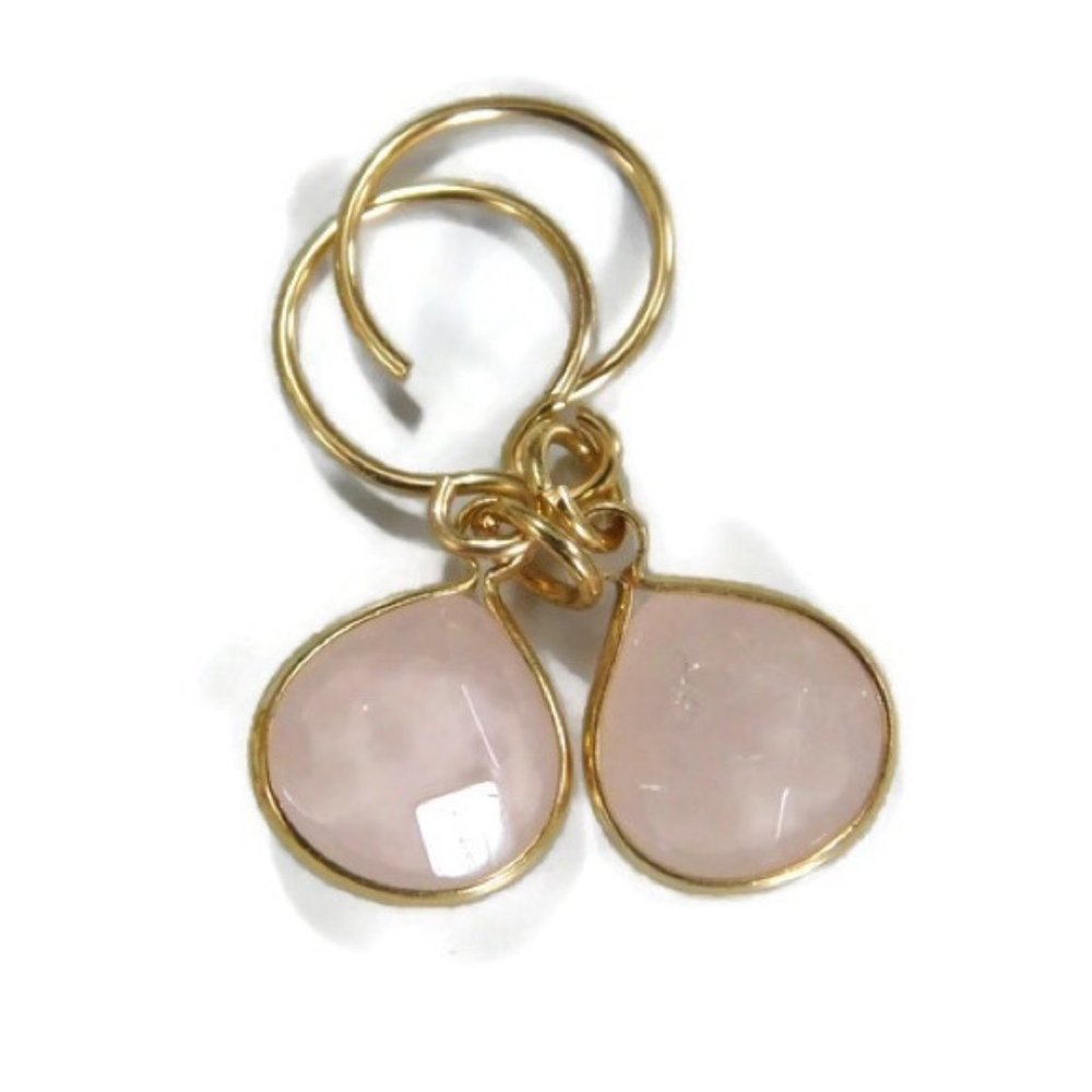 New: Rosequartz Gemstone Briolette Earrings